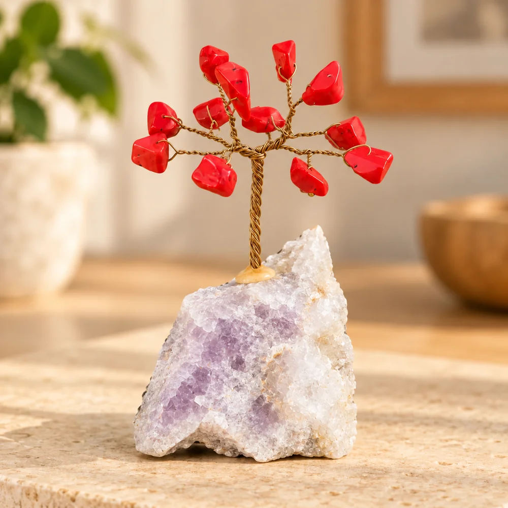 Arbolito de Jaspe rojo en un ambiente decorativo